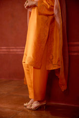 EMBROIDERED TUNIC TROUSER SET- APRICOT