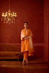 EMBROIDERED TUNIC TROUSER SET- APRICOT
