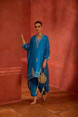 HAND EMBROIDERED DUPATTA- TURQ