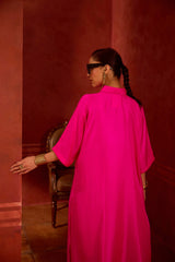 EMBROIDERED TUNIC TROUSER SET- HOT PINK