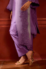 EMBROIDERED TUNIC TROUSER SET- LAVENDER