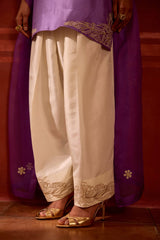 EMBROIDERED TUNIC TROUSER SET- LAVENDER/PEARL