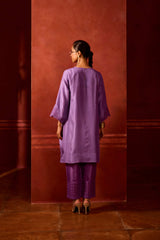 EMBROIDERED TUNIC TROUSER SET- LAVENDER