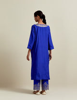 EMBROIDERED TUNIC TROUSER SET- COBALT BLUE