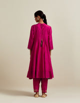 EMBROIDERED TUNIC TROUSER SET- FUSCHIA