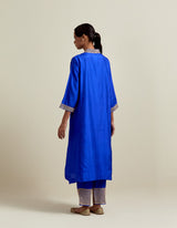 EMBROIDERED TUNIC TROUSER SET- COBALT BLUE