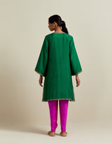 EMBROIDERED TUNIC TROUSER SET- GREEN/FUSCHIA