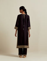 EMBROIDERED TUNIC TROUSER SET- BLACK