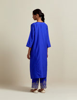 EMBROIDERED TUNIC TROUSER SET- COBALT BLUE