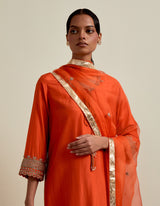 HAND EMBROIDERED DUPATTA- RUST
