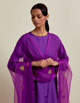 HAND EMBROIDERED DUPATTA- PURPLE