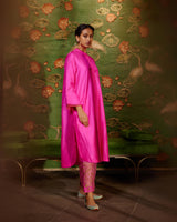 EMBROIDERED TUNIC TROUSER SET- HOT PINK