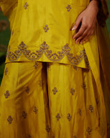 EMBROIDERED TUNIC TROUSER SET- MUSTARD