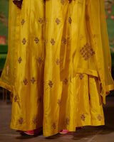 EMBROIDERED TUNIC TROUSER SET- MUSTARD