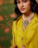 EMBROIDERED TUNIC TROUSER SET- MUSTARD