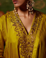 EMBROIDERED TUNIC TROUSER SET- MUSTARD