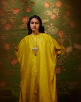 EMBROIDERED TUNIC TROUSER SET- MUSTARD