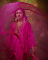 HAND EMBROIDERED DUPATTA- HOT PINK