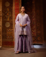 EMBROIDERED TUNIC TROUSER SET- LILAC