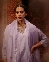 EMBROIDERED TUNIC TROUSER SET- LILAC