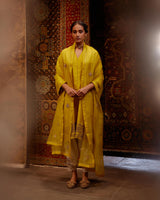 EMBROIDERED TUNIC TROUSER SET- MUSTARD