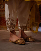 EMBROIDERED TUNIC TROUSER SET- MUSTARD