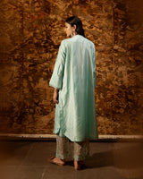 EMBROIDERED TUNIC TROUSER SET- AQUA