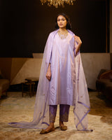 EMBROIDERED TUNIC TROUSER SET- LILAC