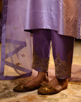 EMBROIDERED TUNIC TROUSER SET- LILAC