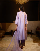 EMBROIDERED TUNIC TROUSER SET- LILAC