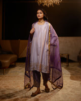EMBROIDERED TUNIC TROUSER SET- LILAC
