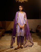 HAND EMBROIDERED DUPATTA- LILAC