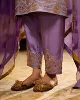 EMBROIDERED TUNIC TROUSER SET- LILAC