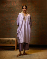 EMBROIDERED TUNIC TROUSER SET- LILAC