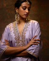 EMBROIDERED TUNIC TROUSER SET- LILAC