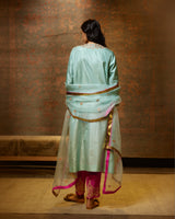 EMBROIDERED TUNIC TROUSER SET- AQUA