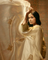 HAND EMBROIDERED DUPATTA- IVORY