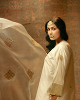 HAND EMBROIDERED DUPATTA- IVORY