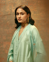 EMBROIDERED TUNIC TROUSER SET- AQUA