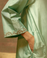 EMBROIDERED TUNIC TROUSER SET- AQUA