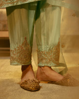 EMBROIDERED TUNIC TROUSER SET- AQUA