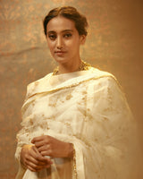 HAND EMBROIDERED DUPATTA- IVORY