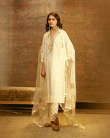 EMBROIDERED TUNIC TROUSER SET- IVORY