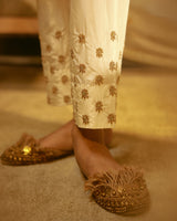 EMBROIDERED TUNIC TROUSER SET- IVORY