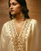 EMBROIDERED TUNIC TROUSER SET- IVORY