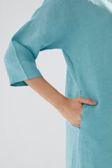 Drop-shoulder, Button-up Tunic With Pants