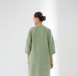 Drop-shoulder, Button-up Tunic with Pants