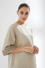 Tunic With Hand Smocked Cuffs With Pants