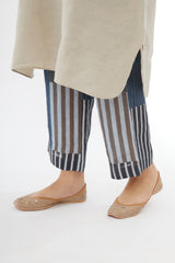 Rounded Hem Tunic With Striped Pants