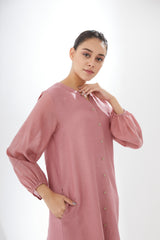 Button-up Balloon Sleeve Tunic With Pants
